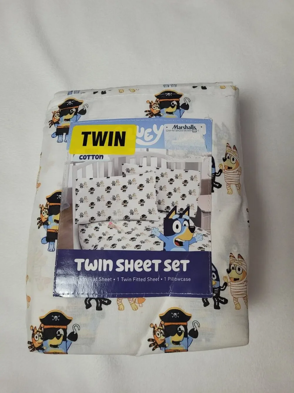 Bluey & Bingo Halloween Cotton Twin Sheet Set Mummy & Skeleton Sheets